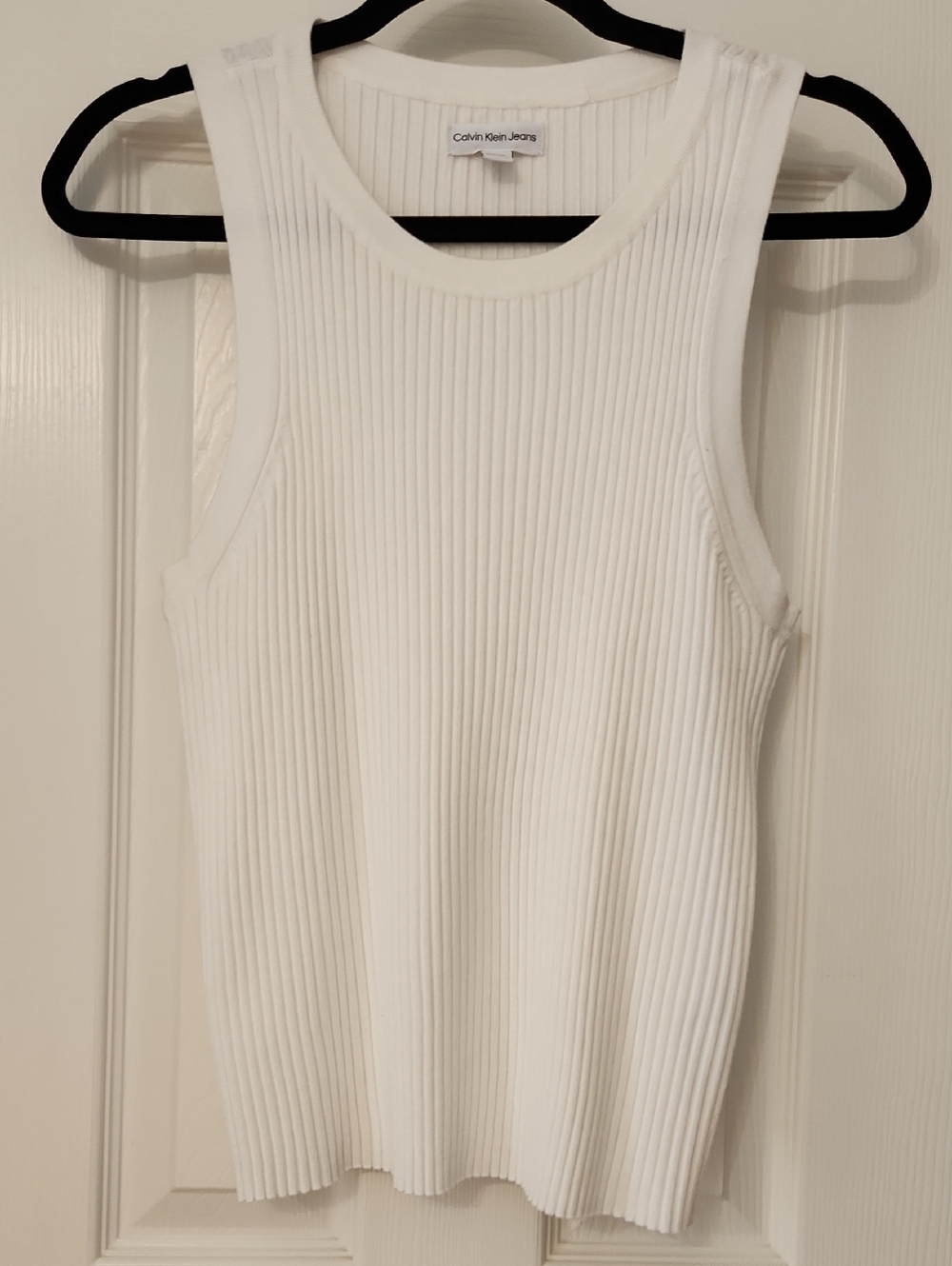 Calvin Klein Jeans White Ribbed Tank Top
